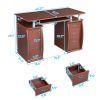 FCH 115* 55*74cm 15mm MDF Portable 1pc Door with 3pcs Drawers Computer Desk (A Box) Coffee Color