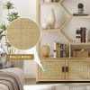 Rattan bookshelf 5 tiers Bookcases Storage Rack with cabinet for Living Room Home Office