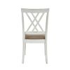 Modern Style White and Oak Finish Side Chairs 2pc Set Fabric Upholstered Seat Charming Traditional Dining Kitchen Furniture