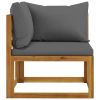 5 Piece Patio Lounge Set with Cushion Solid Acacia Wood