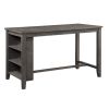 Modern Gray 1pc Counter Height Table with Built-in Shelves Wooden Multifunctional Kitchen Dining Room Furniture