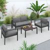 Aluminum Modern 4 Piece Sofa Seating Group For Patio Garden Outdoor