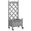 Planter with Trellis and Wheels Gray Solid Wood Fir