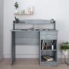 Techni Mobili Modern Office Desk with Hutch, Grey