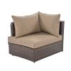 TOPMAX 6-Piece Patio Outdoor Conversation Round Sofa Set, PE Wicker Rattan Separate Seating Group with Coffee Table, Brown