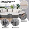 TOPMAX 6-Piece Patio Outdoor Conversation Round Sofa Set, PE Wicker Rattan Separate Seating Group with Coffee Table, Beige