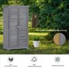 TOPMAX Wooden Garden Shed 3-tier Patio Storage Cabinet Outdoor Organizer Wooden Lockers with Fir Wood (Gray Wood Color -Shutter Design)