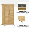 TOPMAX Wooden Garden Shed 3-tier Patio Storage Cabinet Outdoor Organizer Wooden Lockers with Fir Wood (Natural Wood Color -Shutter Design)