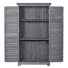 TOPMAX Wooden Garden Shed 3-tier Patio Storage Cabinet Outdoor Organizer Wooden Lockers with Fir Wood (Gray Wood Color -Shutter Design)