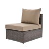 TOPMAX 6-Piece Patio Outdoor Conversation Round Sofa Set, PE Wicker Rattan Separate Seating Group with Coffee Table, Brown