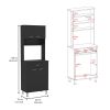 Della 60 Kitchen Pantry with Countertop; Closed & Open Storage -Black