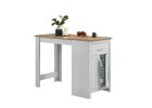 Alonzo 47" Oak and White Small Space Counter Height Dining Table with Cabinet and Drawer Storage