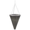 Hanging Flower Baskets 2 pcs Poly Rattan Gray