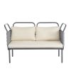 TOPMAX 5-Piece Modern Patio Sectional Sofa Set Outdoor Woven Rope Furniture Set with Glass Table and Cushions, Gray+Beige