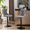 A&A Furniture,Swivel Velvet Barstools Adjusatble Seat Height from 25-33 Inch,17.7 inch base, Modern Upholstered Bar Stools with Backs Comfortable Tuft