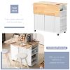 Kitchen Island with Power Outlet,Kitchen Storage Island with Drop Leaf and Rubber Wood,Open Storage and Wine Rack,5 Wheels,with Adjustable Storage for