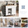 Kitchen Island with Power Outlet,Kitchen Storage Island with Drop Leaf and Rubber Wood,Open Storage and Wine Rack,5 Wheels,with Adjustable Storage for