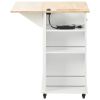 Kitchen Island with Power Outlet,Kitchen Storage Island with Drop Leaf and Rubber Wood,Open Storage and Wine Rack,5 Wheels,with Adjustable Storage for