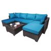 Outdoor Garden Patio Furniture 7-Piece PE Rattan Wicker Cushioned Sofa Sets and Coffee Table, patio furniture set;outdoor couch;outdoor couch patio fu