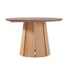 Modern 48" Round Solid Wood Pedestal Dining Table, Cerused White