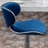 Masaccio Velvet Upholstered Adjustable Swivel Barstool, Set of 2, Blue