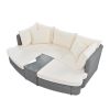 TOPMAX 6-Piece Patio Outdoor Conversation Round Sofa Set, PE Wicker Rattan Separate Seating Group with Coffee Table, Beige