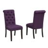 Leviton Solid Wood Tufted Asons Dining Chair, Set of 2, Purple