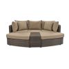 TOPMAX 6-Piece Patio Outdoor Conversation Round Sofa Set, PE Wicker Rattan Separate Seating Group with Coffee Table, Brown