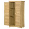 TOPMAX Wooden Garden Shed 3-tier Patio Storage Cabinet Outdoor Organizer Wooden Lockers with Fir Wood (Natural Wood Color -Shutter Design)