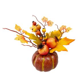 Pumpkin Fall Decorations with Sunflower Maple Leaves Berry for Table Centerpieces (Color: Q4)