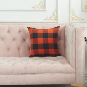 2PCS Cotton orange and black checkered pillow case, multi-size fall interior decoration, suitable for sofa, bed, autumn, Halloween (Color: as Pic, size: 55x55cm)