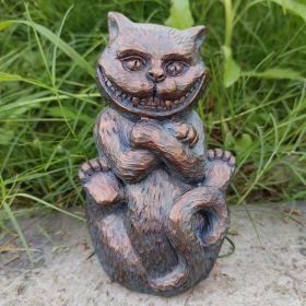 1pc Wonderland Ornament Set, Hand Cast Stone Resin Statue Ornament, Alice In Wonderland, For Outdoor Garden Yard Indoor Handicrafts (model: Cheshire Cat)