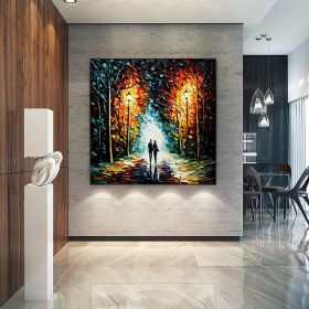 Hand Painted Oil Painting Original Romantic Cityscape Oil Painting On Canvas Large Wall Art Abstract Colorful Forest Painting Custom Tree Painting Bed (style: 1, size: 90x90cm)