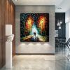 Hand Painted Oil Painting Original Romantic Cityscape Oil Painting On Canvas Large Wall Art Abstract Colorful Forest Painting Custom Tree Painting Bed