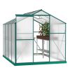 6 x 8 FT Polycarbonate Greenhouse with Roof Vent for Outdoors Gardening Canopy Plants Shed, Silver/Green