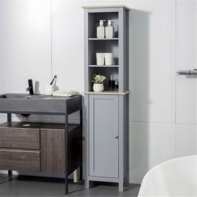 Bathroom Storage Cabinet-Grey (Swiship-Ship)(Prohibited by WalMart) (Color: as picture)