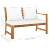 5 Piece Patio Lounge Set with Cushion Cream Solid Acacia Wood