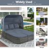 U_STYLE Outdoor Patio Furniture Set Daybed Sunbed with Retractable Canopy Conversation Set Wicker Furniture (As same as WY000281AAE)