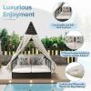 Outdoor Daybed Patio Lounge Bed with Adjustable Backrest Outdoor Double Sun Lounger with Curtains, 4 Pillows for Garden Patio Poolside Balcony Beach,