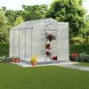 6 x 8 FT Polycarbonate Greenhouse with Roof Vent for Outdoors Gardening Canopy Plants Shed, Silver/Green