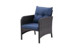 5 Piece Outdoor Patio Furniture Set,All Weather PE Rattan Conversation Chairs with Armrest and Removable Cushions,Ottomans and Storage Coffee Table fo