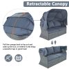 U_STYLE Outdoor Patio Furniture Set Daybed Sunbed with Retractable Canopy Conversation Set Wicker Furniture (As same as WY000281AAE)