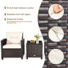 3 Pieces Rattan Patio Furniture Set with Washable Cushion