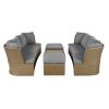 U_Style Customizable Outdoor Patio Furniture Set, Wicker Furniture Sofa Set with Thick Cushions, Suitable for Backyard, Porch.