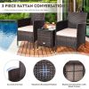 3 Pieces Ergonomic Wicker Patio Conversation Set