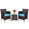 3 Pieces Ergonomic Wicker Patio Conversation Set