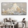 Hand Painted Oil Painting White Snow Mountain Art On Canvas Gold Leaf Texture Painting Abstract Landscape Oil Painting Wabi Sabi Wall Art Minimalism S