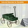 Wooden Wagon Plant Bed with Metal Wheels for Garden Yard Patio