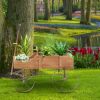 Wooden Wagon Plant Bed with Metal Wheels for Garden Yard Patio