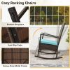 3 Piece Patio Rocking Set Wicker Rocking Chairs with 2-Tier Coffee Table